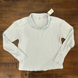 NWT Vineyard Vines Dreamcloth Waffle Polo Loungewear Top Light Blue SMALL Spring